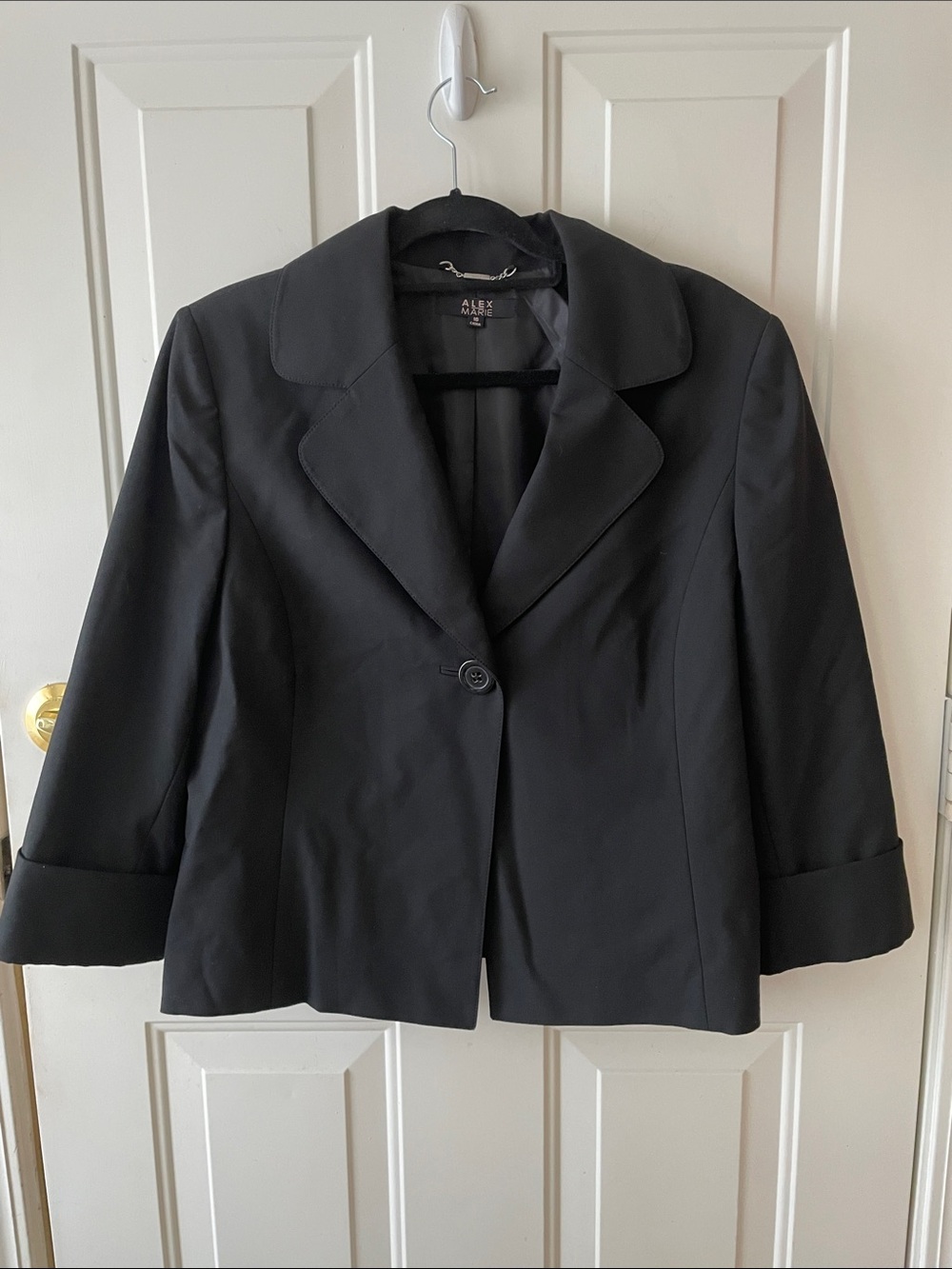 Alex Marie Black Women's Single-Button Tailored Blazer Size 16